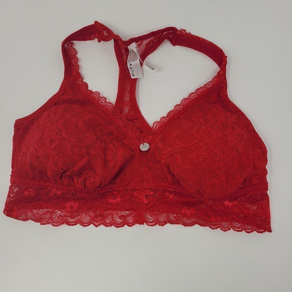 DKNY Red Racerback  Lace Collection Bralette